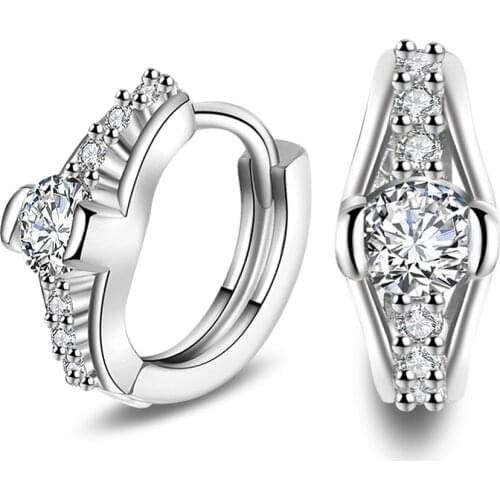 KOFSAC 2018 Hot 925 Sterling Silver Earrings For Women Girl Party Luxury Clear Crystal Zircon Female Women Earrings Jewelry