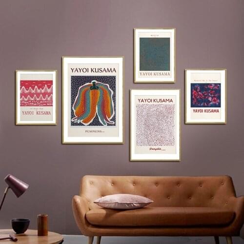 Famous Yayoi Kusama Artist Exhibition Poster Abstract Canvas Print Painting Wall Art Pictures for Living Room Gallery Home Decor