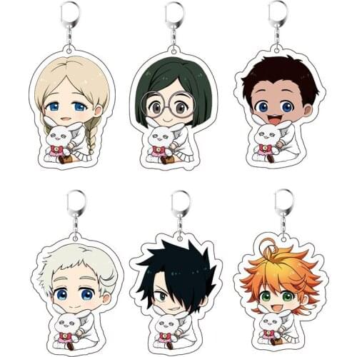 1pcs Anime Keychain The Promised Neverland Emma Norman Portachiavi Collect Keyring Llavero Pendant