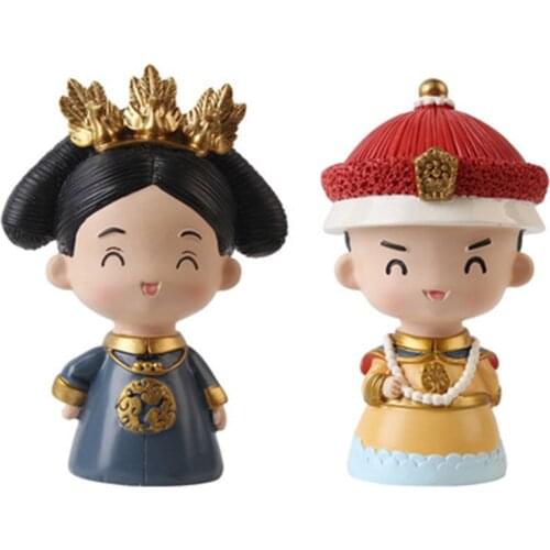 ZOCDOU 1 Piece Chinese Palace Style Resin Emperor Queen Small Statue Little Figurine Crafts Figure Ornament Miniatures