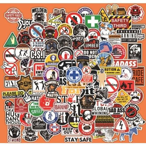 100pcs an Full helmet warning sign for welding workers 2021 Stickers For Suitcase Skateboard Laptop Luggage Fridge Phone sticker