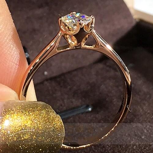 10K Au417 Rose Gold Women Ring Moissanite Diamonds 1 2 3 4 5 Carat Round Wedding Party Engagement Anniversary Ring Trendy
