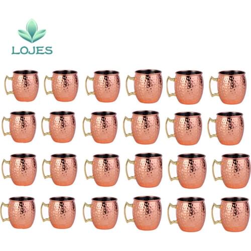 24 Pieces 550ml 18 Ounces Hammered Copper Plated Moscow Mule Mug Beer Cup Coffee Cup Mug Copper Plated