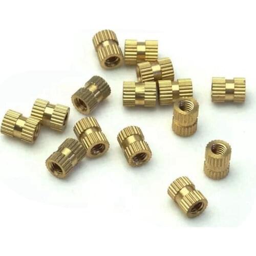 25pcs Solid Brass Pure Copper Metric Thread Injection Molding Knurl Insert Nut M2 M2.5 M3 Though Hole Round Column OD 3.5 4 5mm
