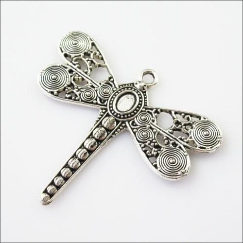 New 3Pcs Tibetan Silver Color Flying Dragonfly Animal Charms Pendants 53x59mm