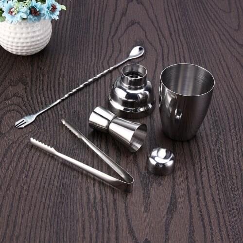 4Pcs Stainless Steel 250ml Cocktail Shaker Silver Wine Tools Jigger Kit