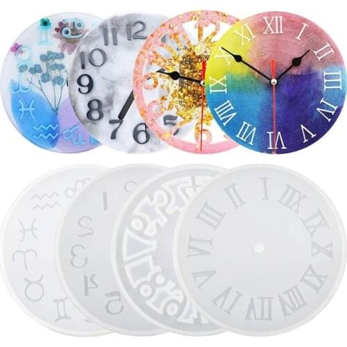4Pcs DIY Clock Resin Molds Arabic Roman Numerals Constellation Silicone Casting Epoxy Resin Mold Handmade Resin Craft Tools
