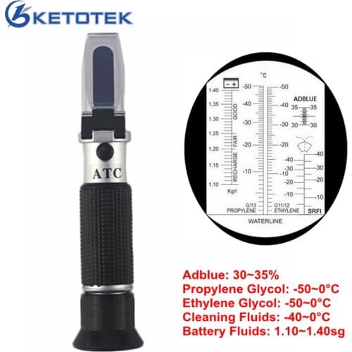 4 in 1 Car Battery Refractometer Engine fluid Glycol Freezing point Urea Adblue Automotive Antifreeze Refractometer Meter