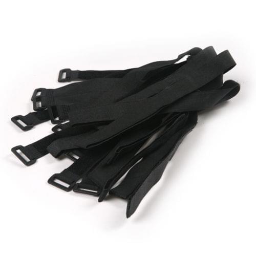 50 PCS 2X 45CM 17" Black Hook and Loop Reusable Fastening Wrap Strap cable ties Organizer with Plastic Buckle End