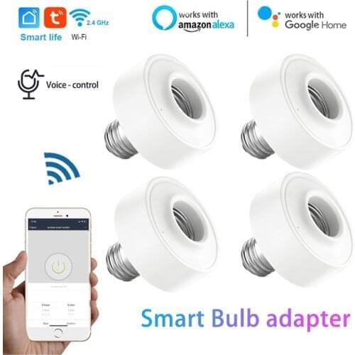 E27 E26 WiFi Smart Light Bulb Adapter Lamp Holder Base Tuya Smart Life Wireless Voice Control With Alexa Google Home Smart Home
