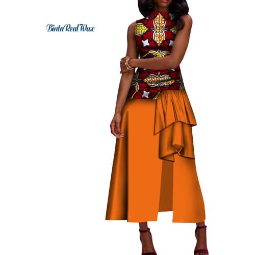 African Women Dresses Bazin Riche African Print Dress for Women Sleeveless Party Dresses Dashiki African Women Clothes WY7992