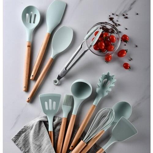 Behogar 12PCS Silicone Kitchen Utensil Set Kitchen Utensil Cooking Tools Kit Home Kitchen Outdoor Silicone Utensils Cooking Set