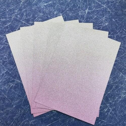 5 sheets Pink Yellow Premium Ombre Glitter Card A4 250gsm Paper Scrapbooking paper pack craft Background