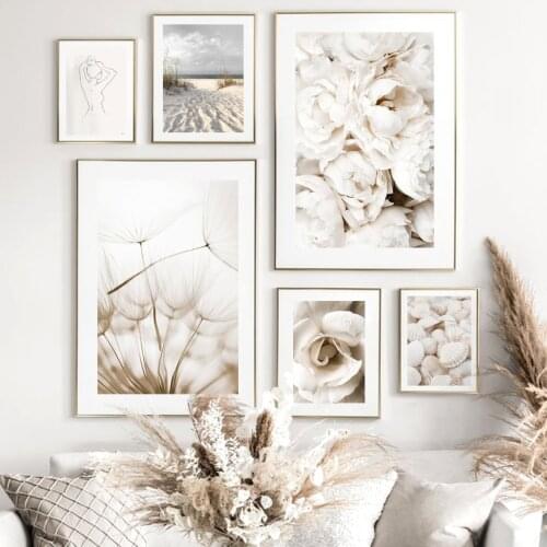 Flower Dandelion Sunset Bird Beach Grass Shell Nordic Poster Wall Art Print Canvas Painting Decoration Pictures for Living Room