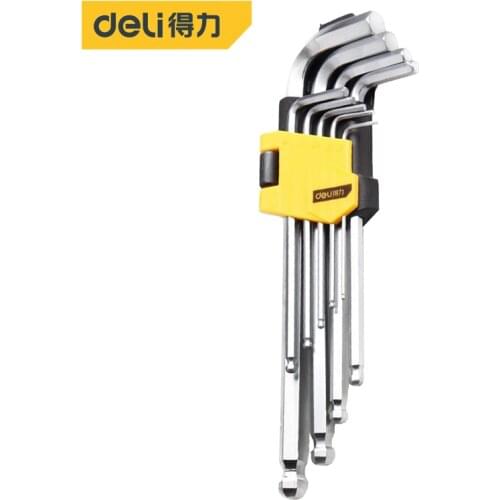 Deli 9pcs Hexagon Allen Key Wrench Tools Set Matte Chrome Ball End Multifunction Spanner Screwdriver Tool Kit Spanner Allen Key