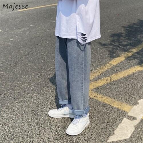 Jeans Men Plus Size 3XL Loose Straight Chic Loose Ins Fashion Street Wear All-match Trousers Harajaku Vintage Ankle-length Denim