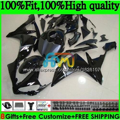 Injection OEM For YAMAHA YZF R 1 YZF 1000 YZFR1 07 Gloss black 08 114BS.33 YZF1000 YZF R1 07 YZF-1000 YZF-R1 2007 2008 Fairing