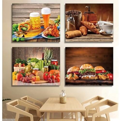 Food picture 5D Diamond Painting Full Square Hamburger Diamond Embroidery Cross Stitch Kitchen Restaurant Bar decor