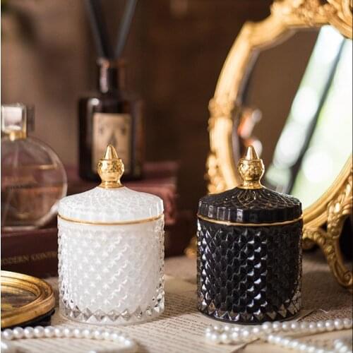 French Art Multicolor Glass Storage Tank Handmade Aromatherapy Bottle With Lid Home decoration Cotton Swab Jewelry Storage Box