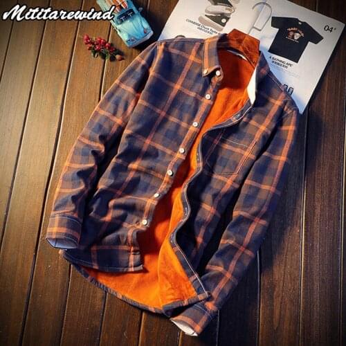 Autumn Winter Fleece Shirt Plus Velvet Plaid Shirts Men Casual Flannel Slim Fit Street Cotton Shirt Size 5XL camisa masculina