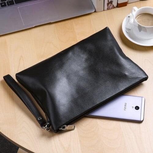 Hand bag Men Fashion Genuine Leather Clutch Large Capacity Sheepskin Soft Leather Man Envelope Bag Business Male Clutches J50