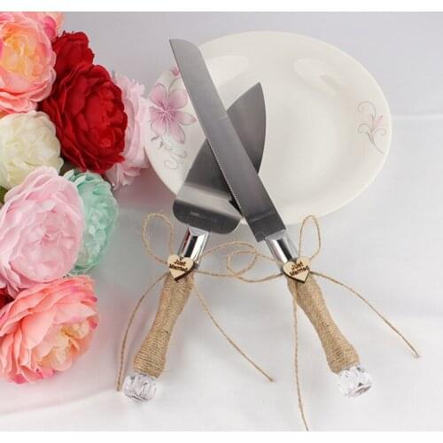 2pcs Cake Knife Shovel set Wedding Party Jute Handles Pie Server Birthday Gift Party Decoration Marriage Utensils
