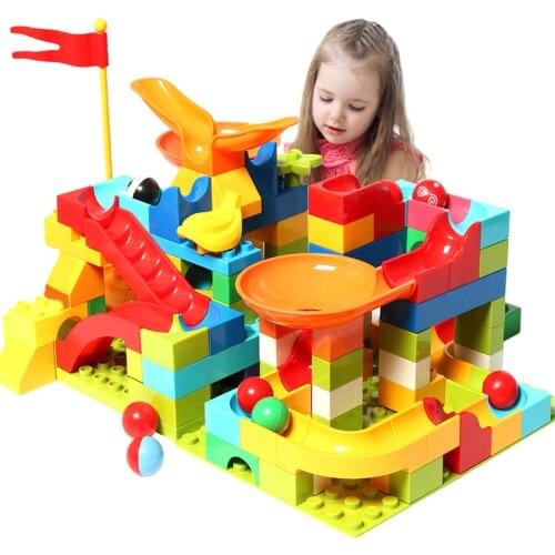 Newest Big Size Building Block Sets Marble Race Run Large Blocks Educational Building Toys For Children Gift Brinquedos