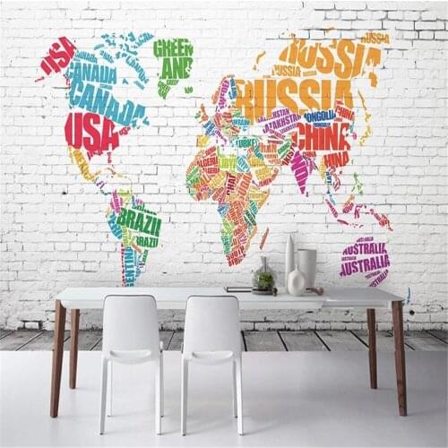 Milofi wall custom 3D wallpaper mural simple world map decorative painting background wall