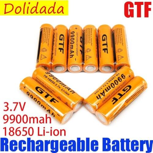 New Dolidada 18650 battery GTF 18650 Battery li-ion Battery 3.7V 9900mAh Rechargeable Battery for flashlight battery(orange)