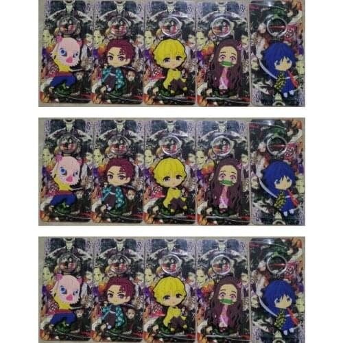 New 20 pcs Cartoon Mix Kimetsu no Yaiba PVC Double Sided Keychain Mini Figure Pendants Charms Collection Toy Key Ring 6-8cm C-5