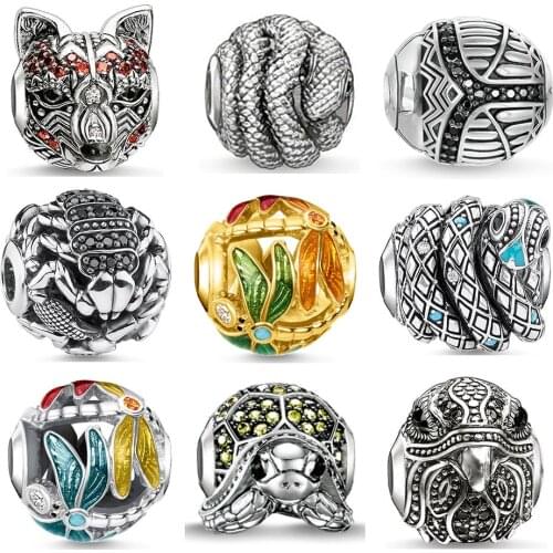 Charm Beads CZ Beetle Bee Fox Owl Snake Dragonfly Eagle Scorpion 925 Sterling Silver for Bracelet Necklace Jewelry Accessories