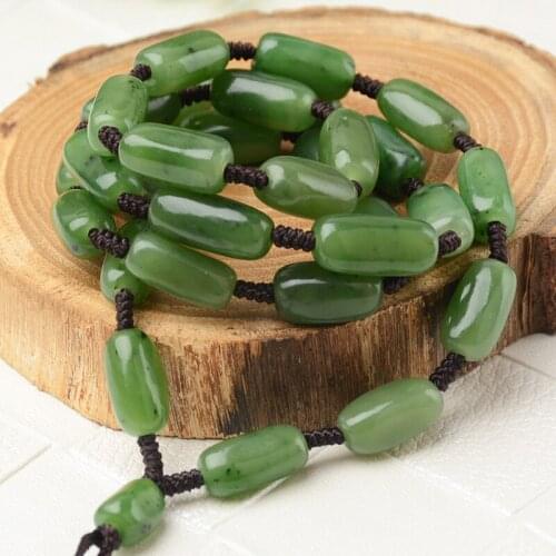 Natural hetian jasper hand-carved beads lanyard necklace simple retro temperament jewellery fashion for women men lucky
