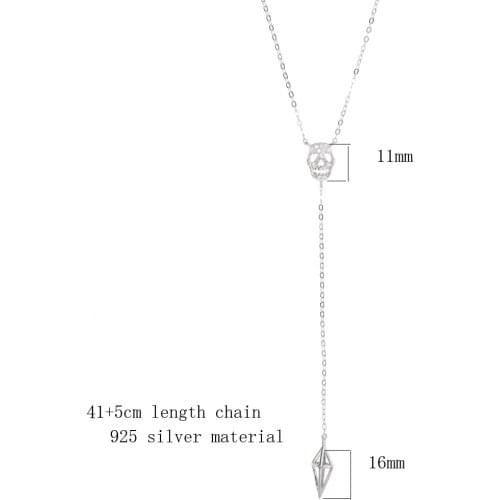 Fashion Pentagram Pan 925 sterling silver Skull Goat Head Pendant Necklace Luck Satanism Occult Metal Necklace for women