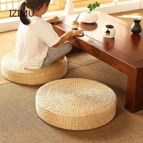 Pastoral wind grass Japanese style cushion thick round rattan tatami cushion meditation mat balcony daze meditation yoga mat