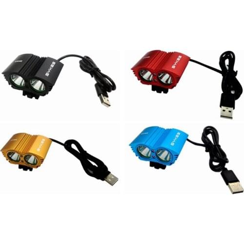 New USB power T6 LED*2 Front Bike Headlight Bicycle Lamp Aluminum alloy for Cycling Waterproof Front Light & USB