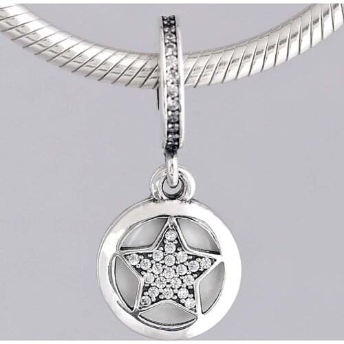 Original Friendship Star With Crystal Pendant Beads Fit 925 Sterling Silver Bead Charm Bracelet Bangle DIY Jewelry