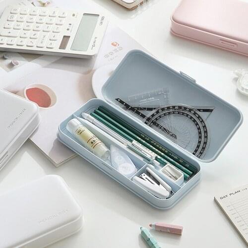Simple Macaron Color Frosted Big Pencil Box Kawaii Pencilcase School Pen Case Supplies School Box Pencils Pouch Stationery