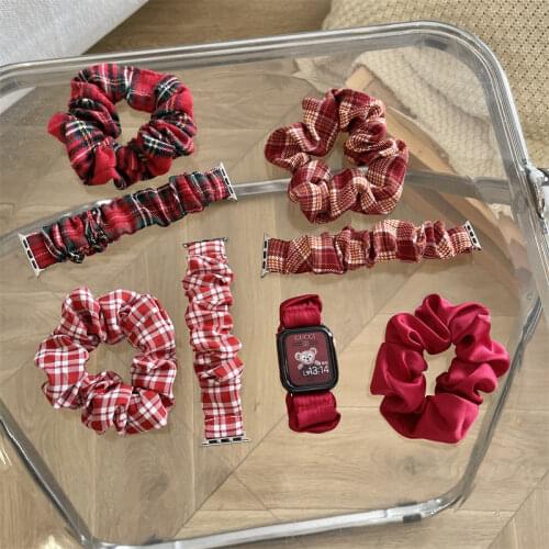 Hair Scrunchie+Watch Band for Apple Watch 6 SE 5 4 Stretchable Solo Loop iwatch for apple watch band 40mm 38mm 44mm 42mm Correa