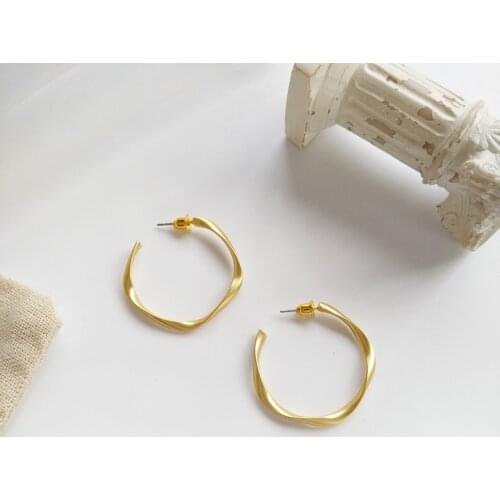S925 needle Fashion Jewelry Drop Earrings Matte Golden Plating Irregular Round Hoop Dangle Earirngs For Female Jewelry Gift