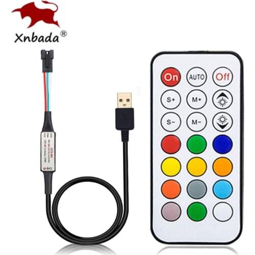 USB MINI 21Keys RF Remote Led Controller 366Modes For WS2811 16703 1903 WS2812B SK6812 Pixels Strip Light Module DC5-24V