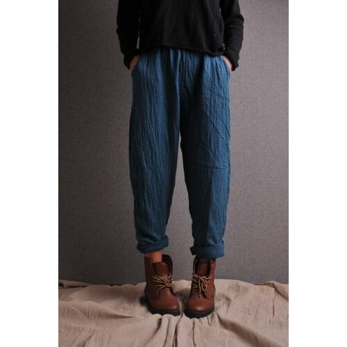 2020 Spring Original Design Womens Wide Leg Pants Linen Harmen Pants Female Stylish Pant Female Ladies' Capris 16470