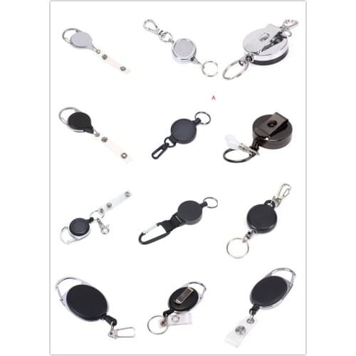 12style New Retractable Pull Key Ring Chain Reel ID Lanyard Name Tag Card Badge Holder Reel Extendable Belt Key Ring Clip