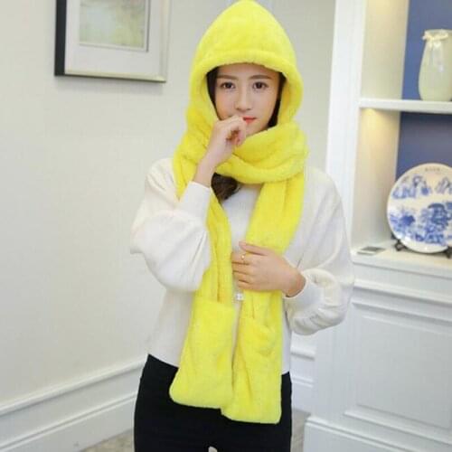 Women Winter Korean Fashion Hat Double Thick Hat Scarf Gloves One Three-piece Parent-child Thickening Scarf Students