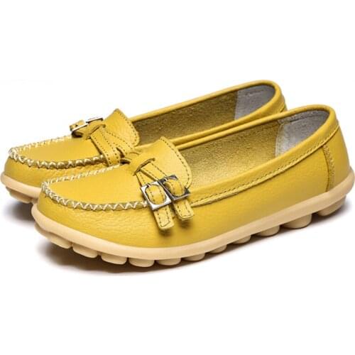 2020 Spring Summer Women Genuine Leather Shoes Woman Breathable Soft Bottom Creepers Casual Flat Shoes