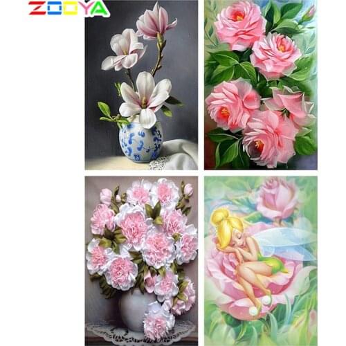 ZOOYA Diamond Painting Full Square Diamond Embroidery Flowers Orchid Vase Crystal 3D DIY Kit Mosaic Decorative Rhinestone SF085