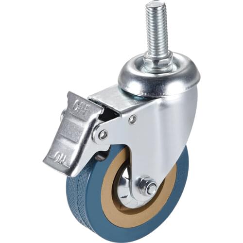 Uxcell 1/2/4pcs Swivel Caster Wheels PVC Caster 3 Inch Dia Wheel M12 x 30mm Threaded Stem with Brake 88lb Capacity