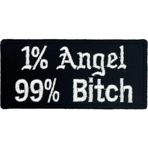 1% ANGEL 99% BITCH Name Tag Embroidered Biker Motorcycle Patches for Vest Hat Jeans
