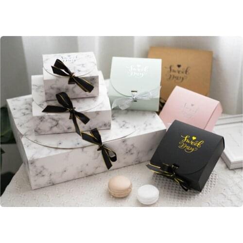 1pc New Creative Simple Marble Style Gift Box Kraft Paper Diy Gift Bag Candy Box Kawaii For Party Festival Supplies