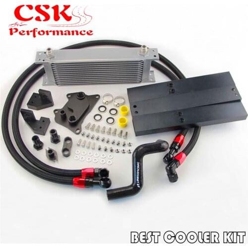13 Row AN8 Oil Cooler+AN8 Oil Lines Kit Fits For VW Golf MK7 GTI Engine EA-888 III Black/Silver