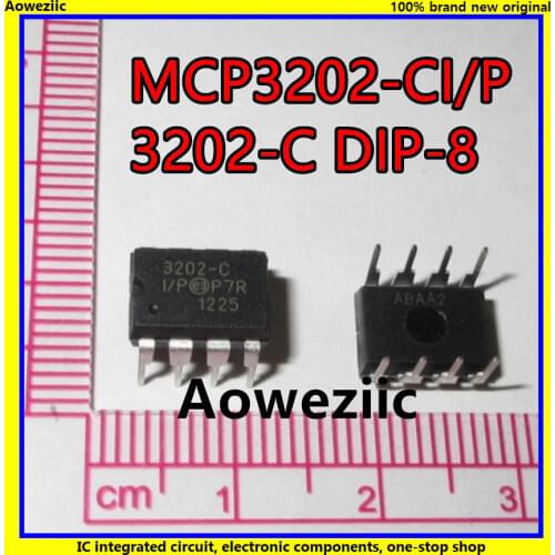 2Pcs/Lot MCP3202-CI/P 3202-C MCP3202 DIP-8 2.7V Dual Channel 12-Bit A/D Converter with SPI Serial Interface New